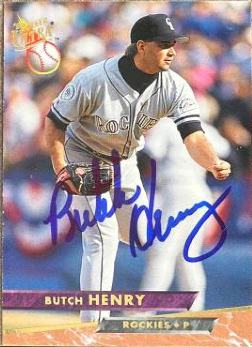 Butch Henry Signed 1993 Fleer Ultra Baseball Card - Colorado Rockies