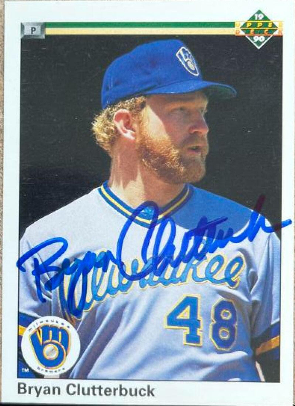 Bryan Clutterbuck Signed 1990 Upper Deck Baseball Card - Milwaukee Brewers