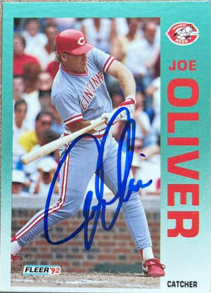 Joe Oliver Signed 1992 Fleer Baseball Card - Cincinnati Reds