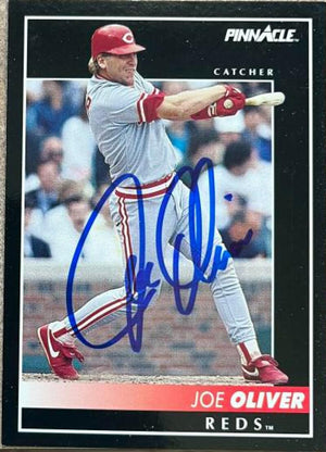 Joe Oliver Signed 1992 Pinnacle Baseball Card - Cincinnati Reds