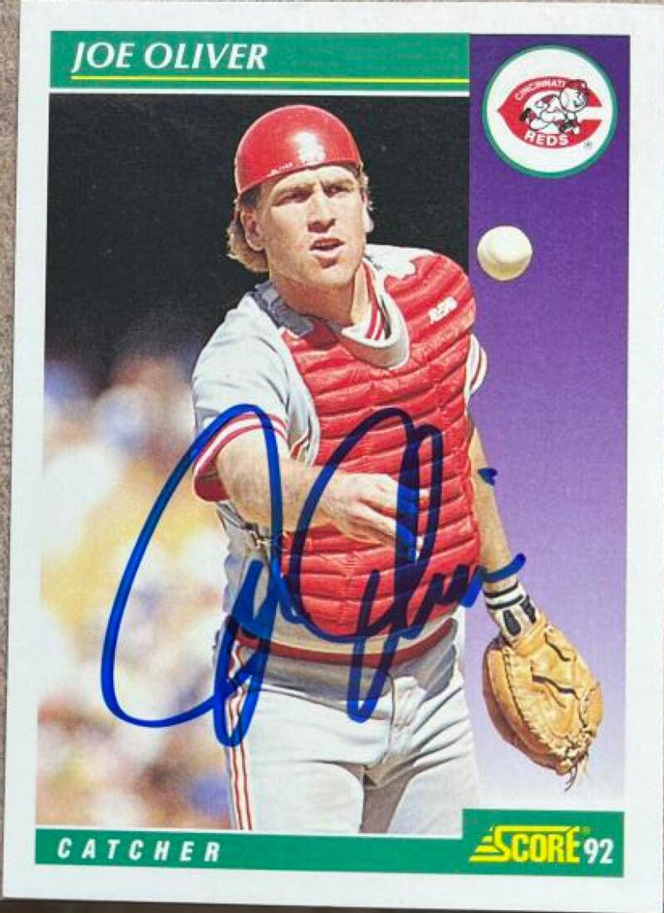 Joe Oliver Signed 1992 Score Baseball Card - Cincinnati Reds