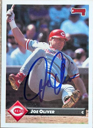 Joe Oliver Signed 1993 Donruss Baseball Card - Cincinnati Reds