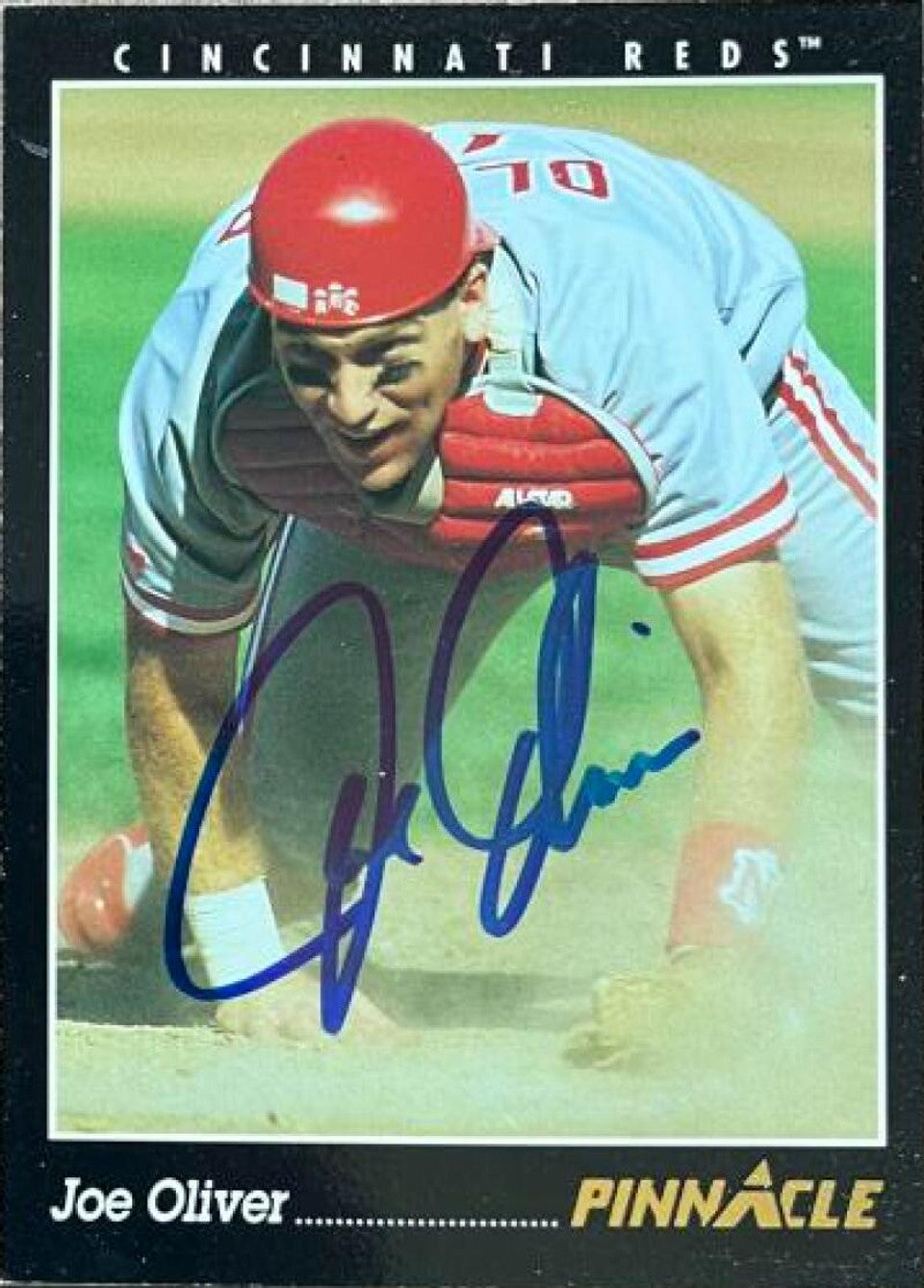 Joe Oliver Signed 1993 Pinnacle Baseball Card - Cincinnati Reds