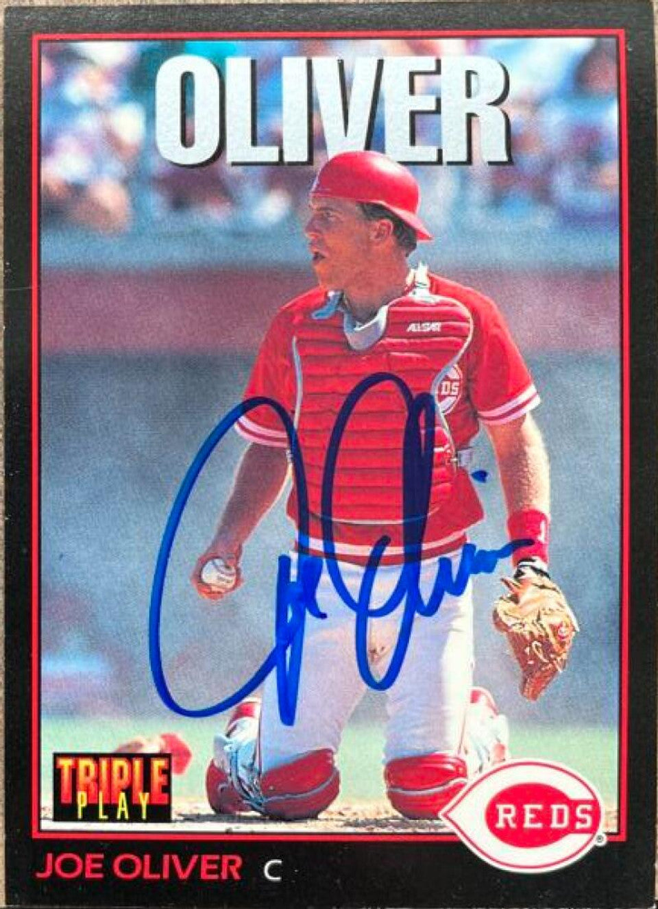 Joe Oliver Signed 1993 Triple Play Baseball Card - Cincinnati Reds