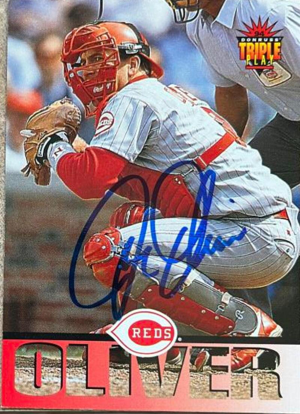 Joe Oliver Signed 1994 Triple Play Baseball Card - Cincinnati Reds