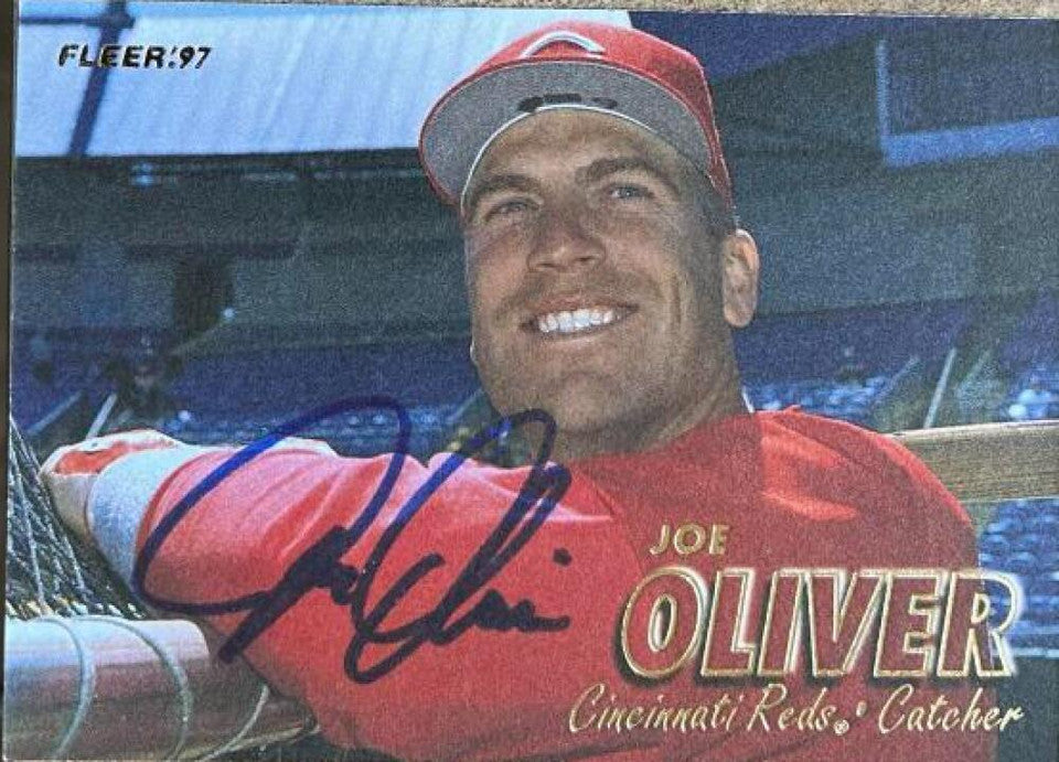 Joe Oliver Signed 1997 Fleer Baseball Card - Cincinnati Reds