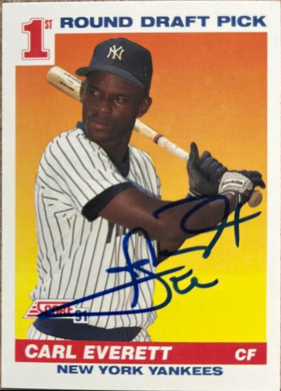 Carl Everett Signed 1991 Score Baseball Card - New York Yankees