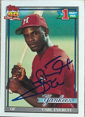 Carl Everett Signed 1991 Topps Baseball Card - New York Yankees