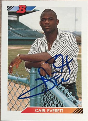 Carl Everett Signed 1992 Bowman Baseball Card - New York Yankees