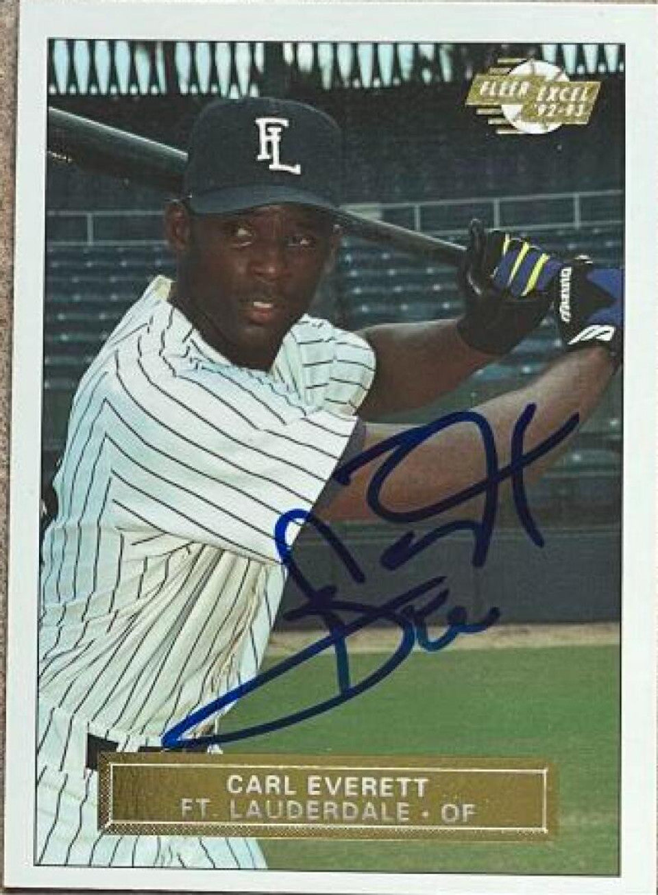 Carl Everett Signed 1992-93 Fleer Excel Baseball Card - Ft Lauderdale Yankees