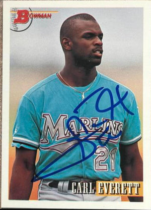 Carl Everett Signed 1993 Bowman Baseball Card - Florida Marlins