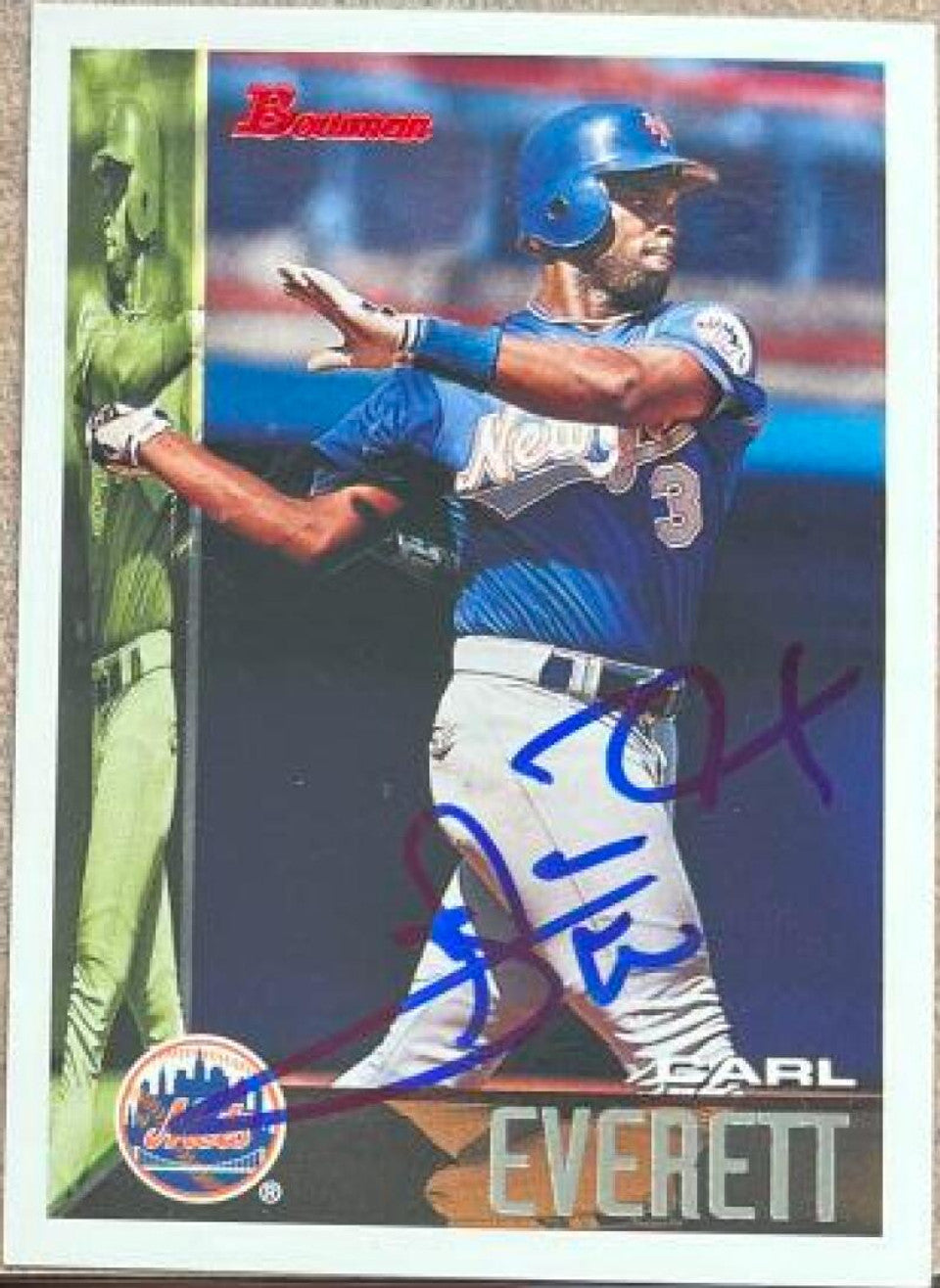 Carl Everett Signed 1995 Bowman Baseball Card - New York Mets