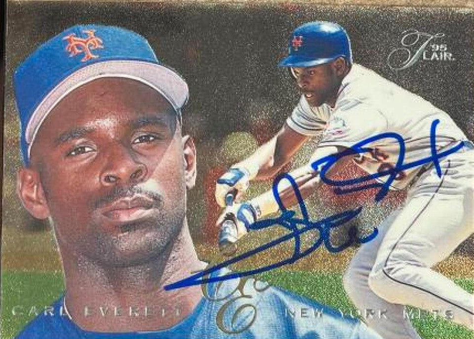 Carl Everett Signed 1995 Flair Baseball Card - New York Mets