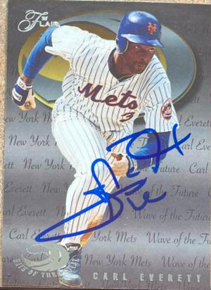 Carl Everett Signed 1995 Flair Wave of the Future Baseball Card - New York Mets