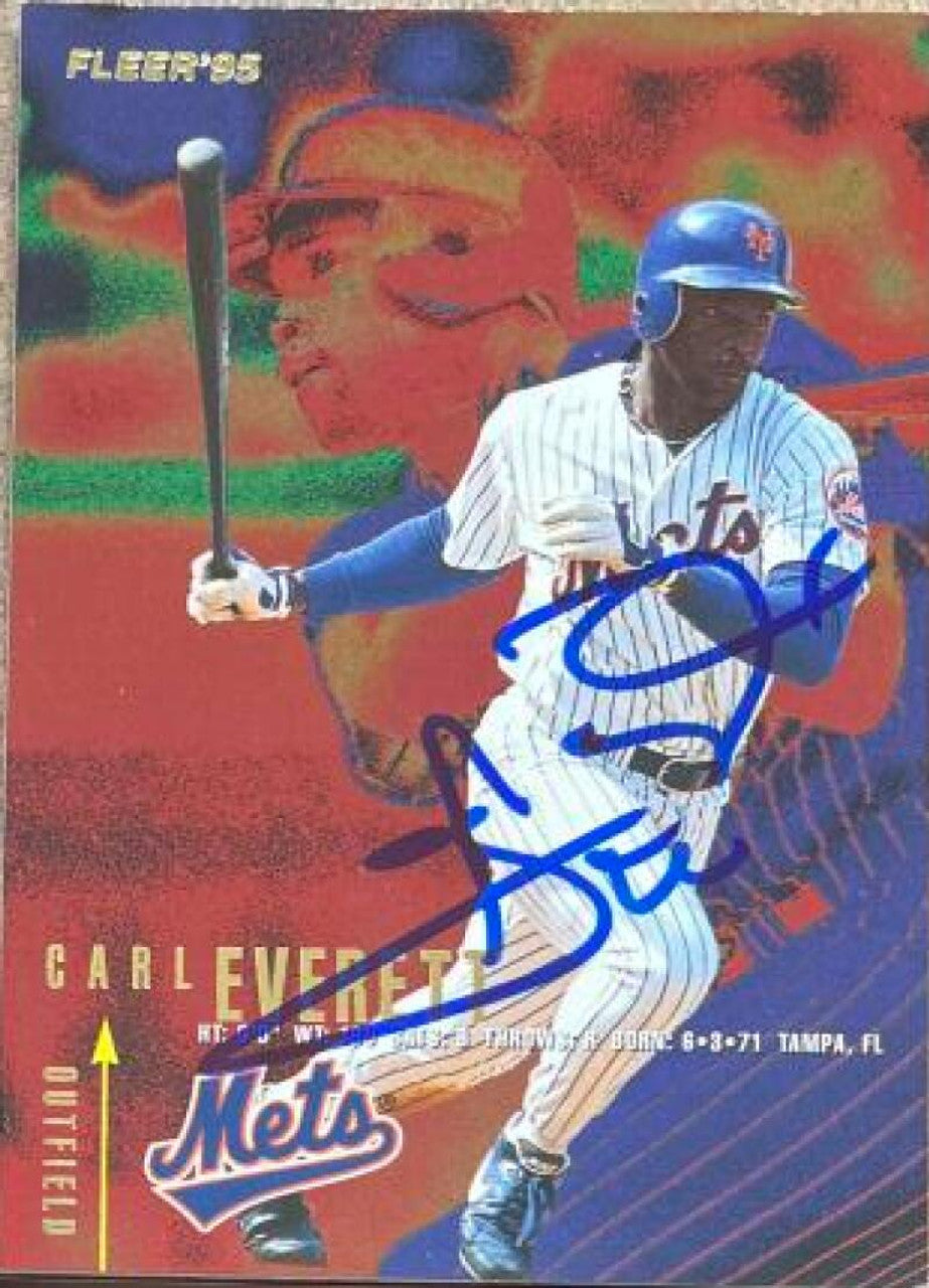 Carl Everett Signed 1995 Fleer Baseball Card - New York Mets