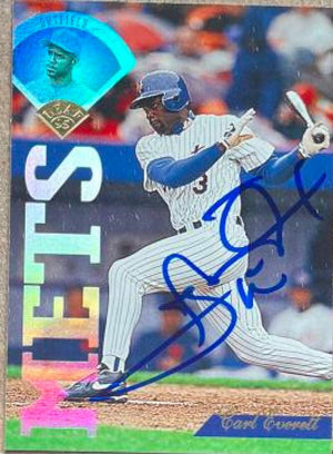 Carl Everett Signed 1995 Leaf Baseball Card - New York Mets