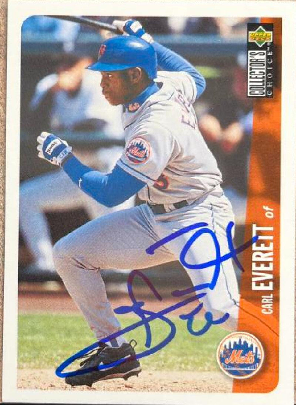 Carl Everett Signed 1996 Collector's Choice Baseball Card - New York Mets