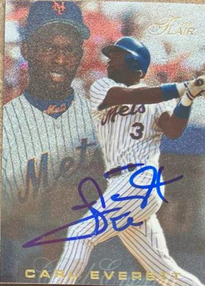 Carl Everett Signed 1996 Flair Baseball Card - New York Mets