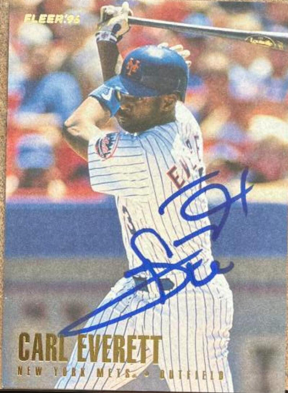 Carl Everett Signed 1996 Fleer Baseball Card - New York Mets