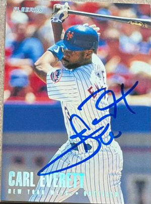 Carl Everett Signed 1996 Fleer Tiffany Baseball Card - New York Mets