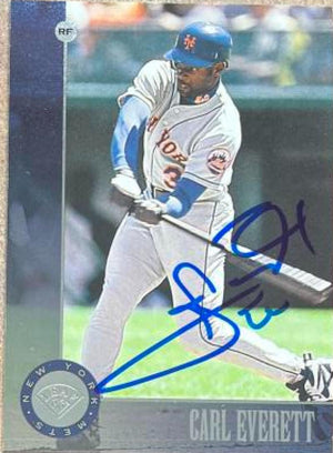 Carl Everett Signed 1996 Leaf Baseball Card - New York Mets