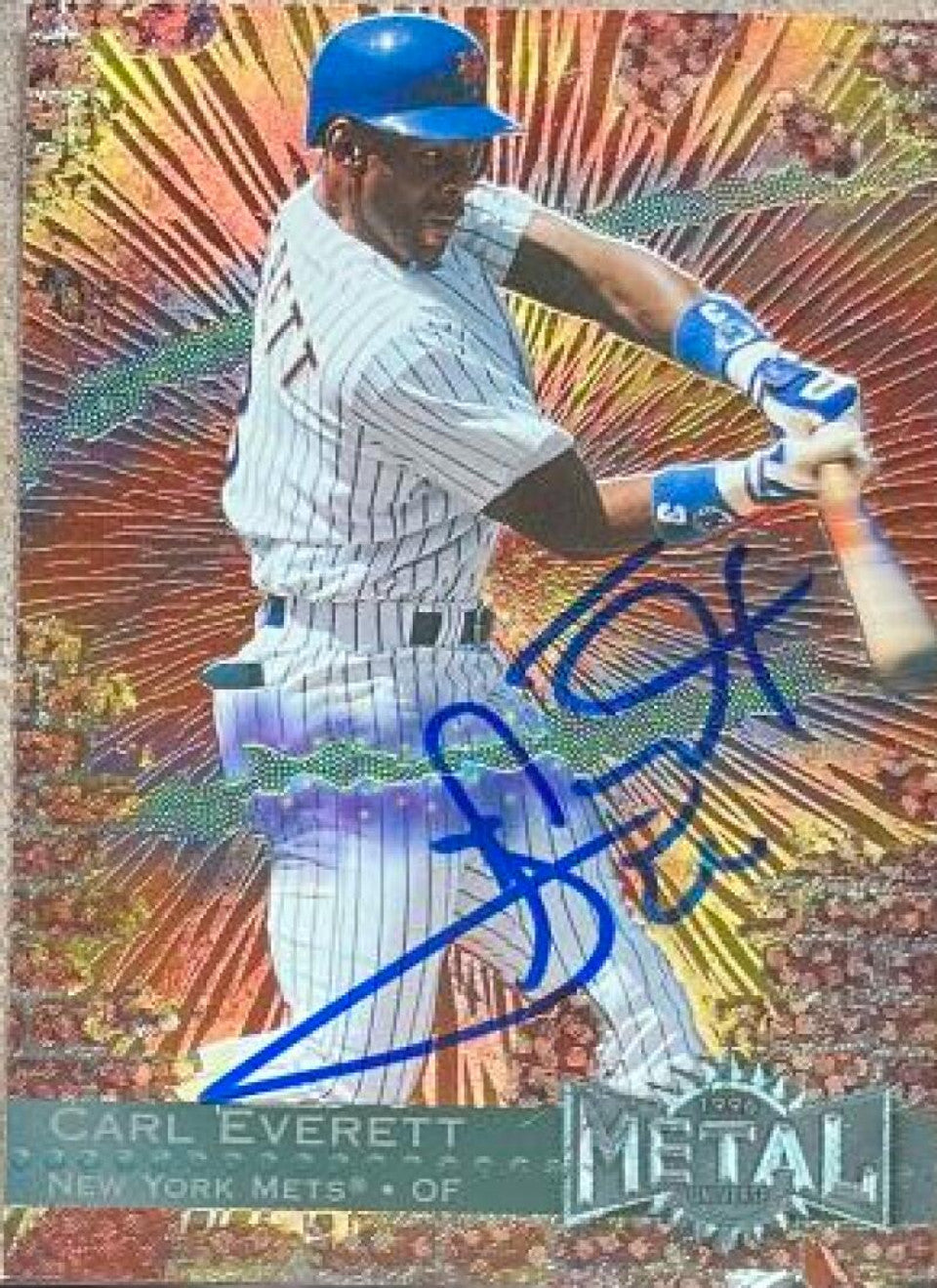 Carl Everett Signed 1996 Metal Universe Baseball Card - New York Mets