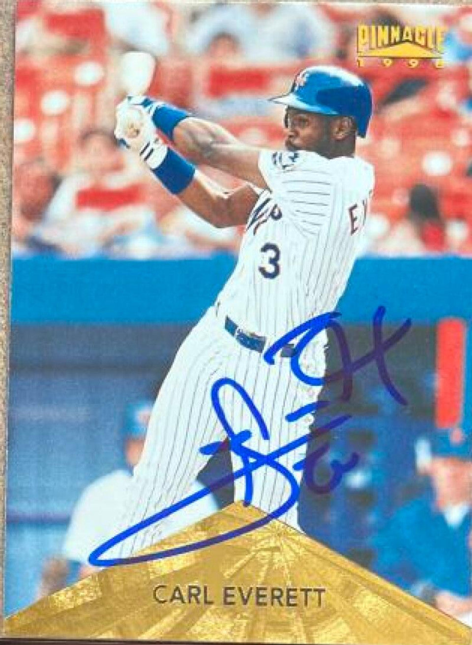 Carl Everett Signed 1996 Pinnacle Baseball Card - New York Mets