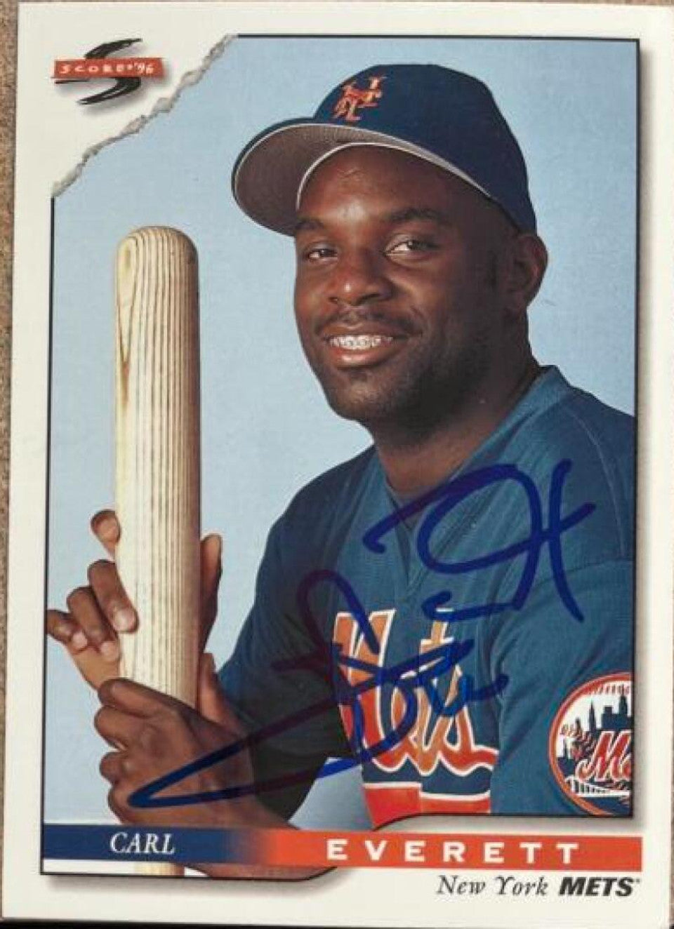 Carl Everett Signed 1996 Score Baseball Card - New York Mets