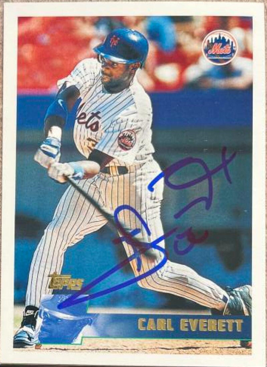 Carl Everett Signed 1996 Topps Baseball Card - New York Mets