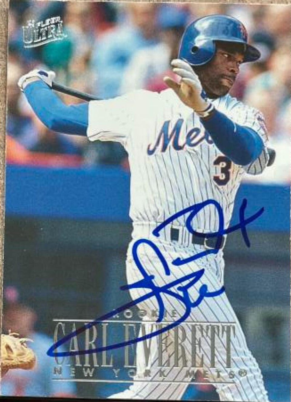 Carl Everett Signed 1996 Fleer Ultra Baseball Card - New York Mets