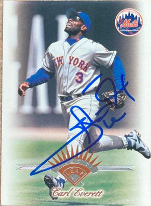 Carl Everett Signed 1997 Leaf Baseball Card - New York Mets