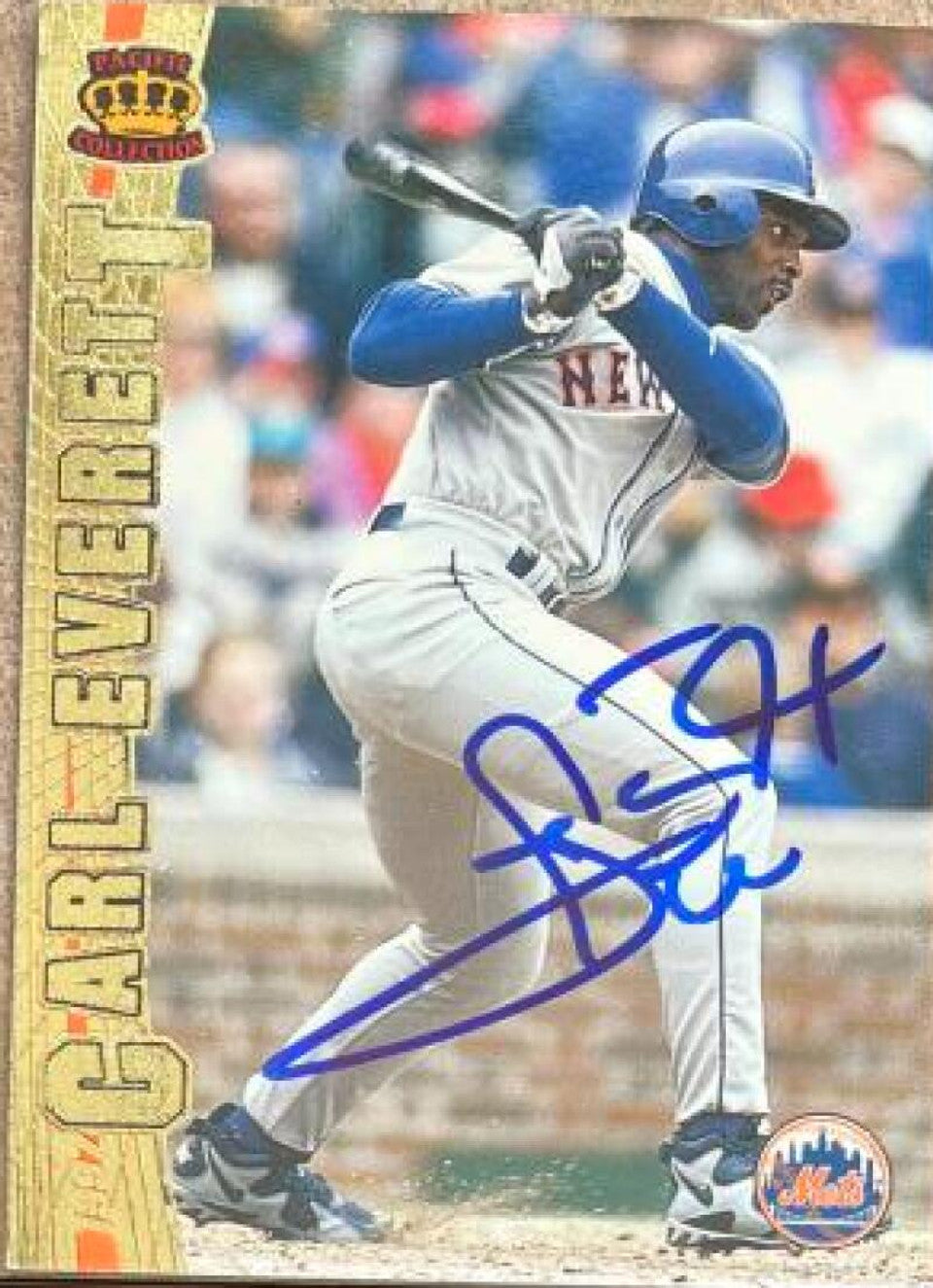 Carl Everett Signed 1997 Pacific Crown Collection Baseball Card - New York Mets