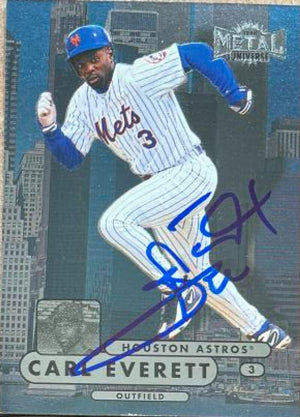 Carl Everett Signed 1998 Metal Universe Baseball Card - New York Mets