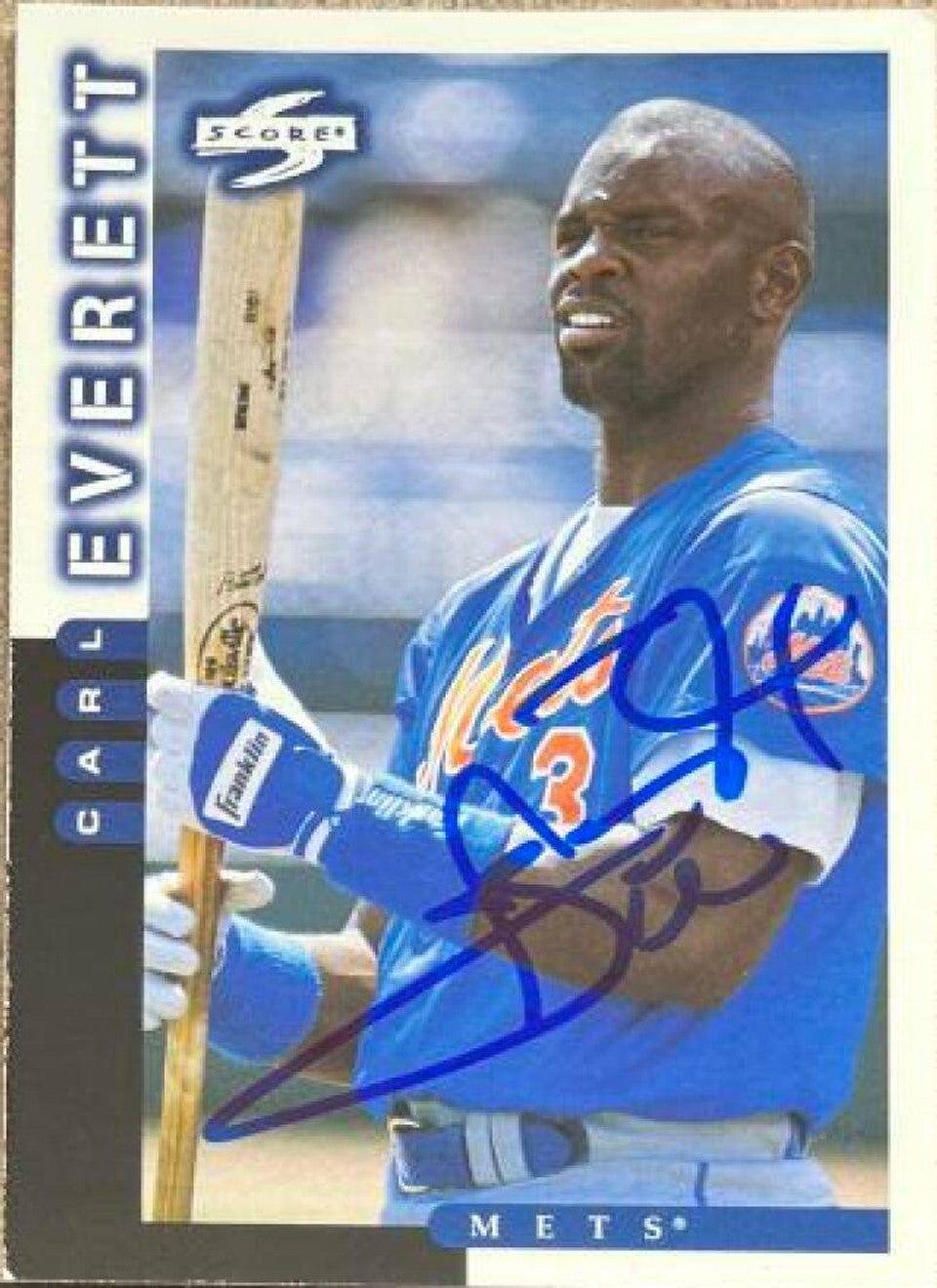 Carl Everett Signed 1998 Score Baseball Card - New York Mets