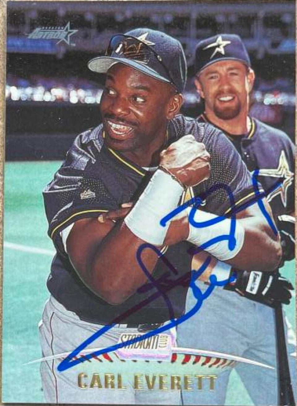 Carl Everett Signed 1999 Stadium Club Baseball Card - Houston Astros