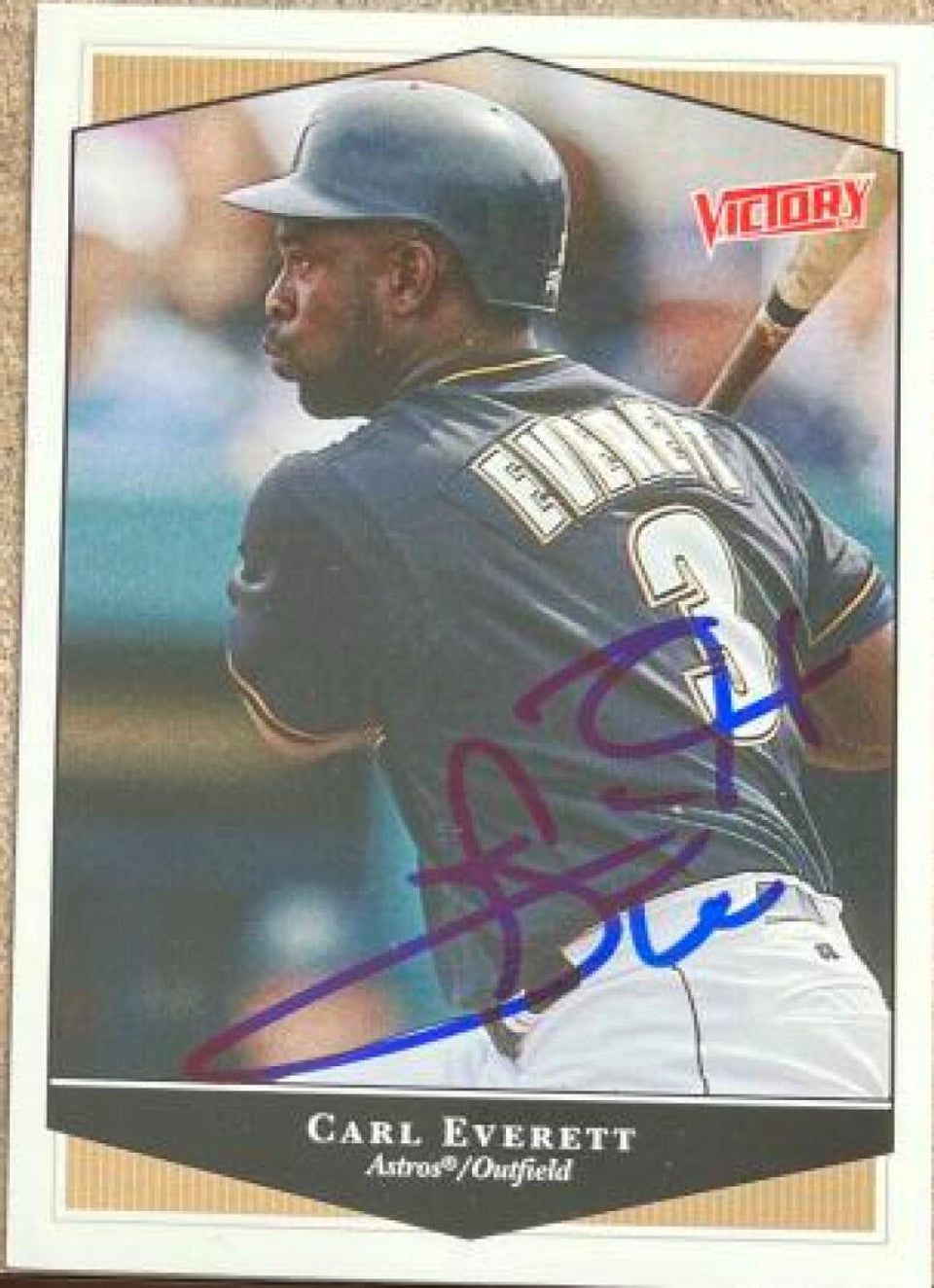 Carl Everett Signed 1999 Upper Deck Victory Baseball Card - Houston Astros