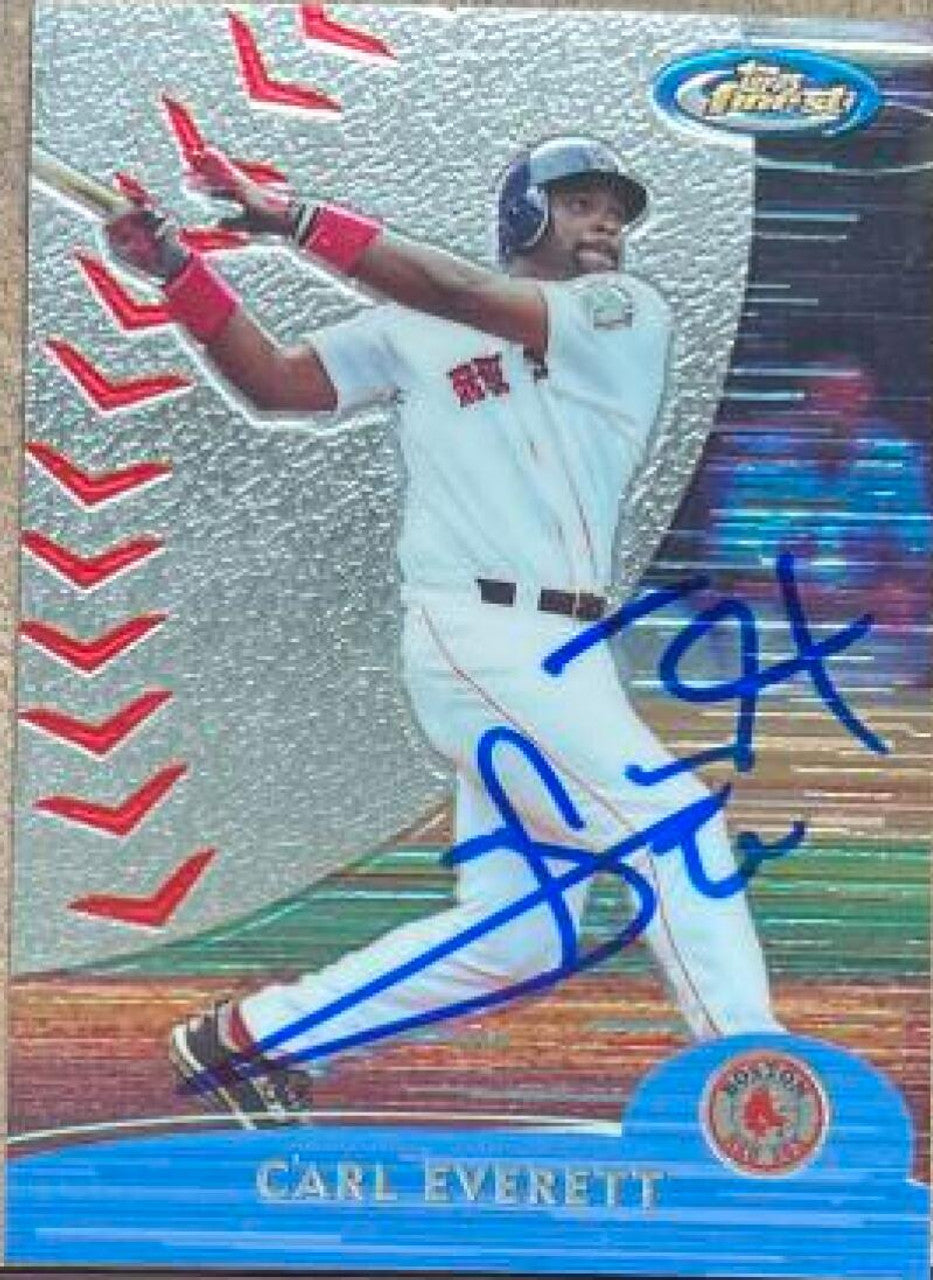 Carl Everett Signed 2000 Topps Finest Baseball Card - Boston Red Sox