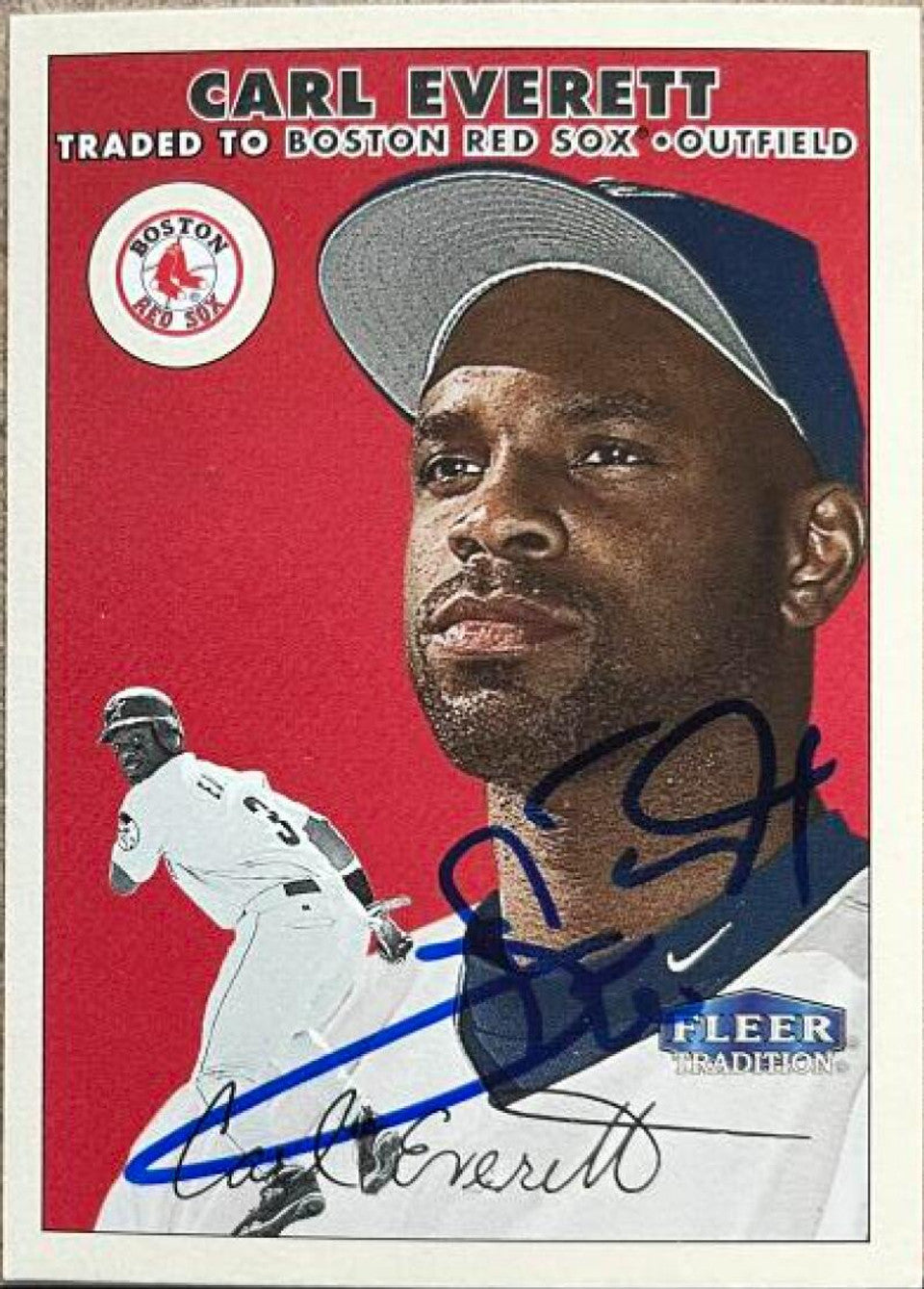 Carl Everett Signed 2000 Fleer Tradition Baseball Card - Boston Red Sox