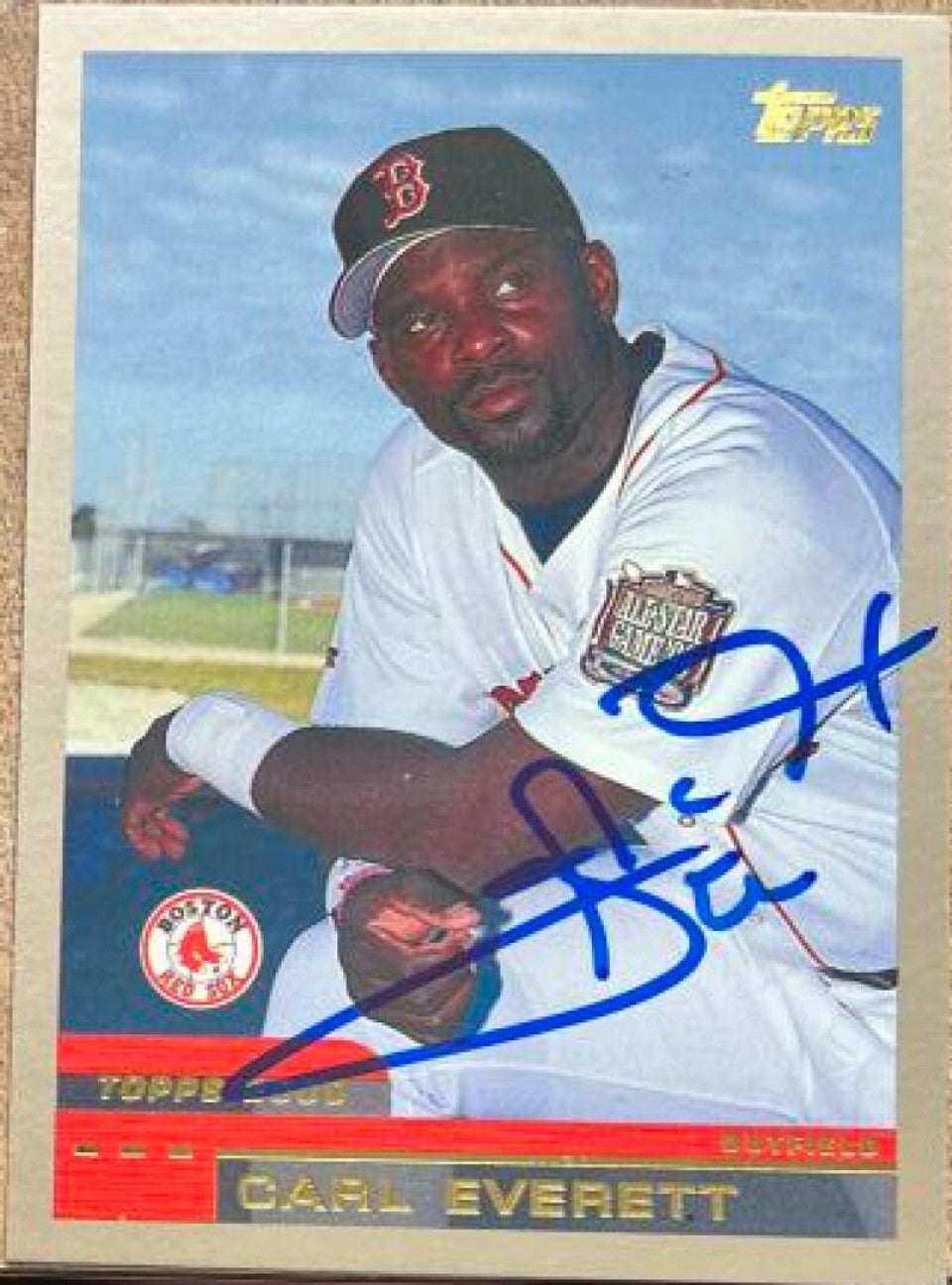 Carl Everett Signed 2000 Topps Baseball Card - Boston Red Sox