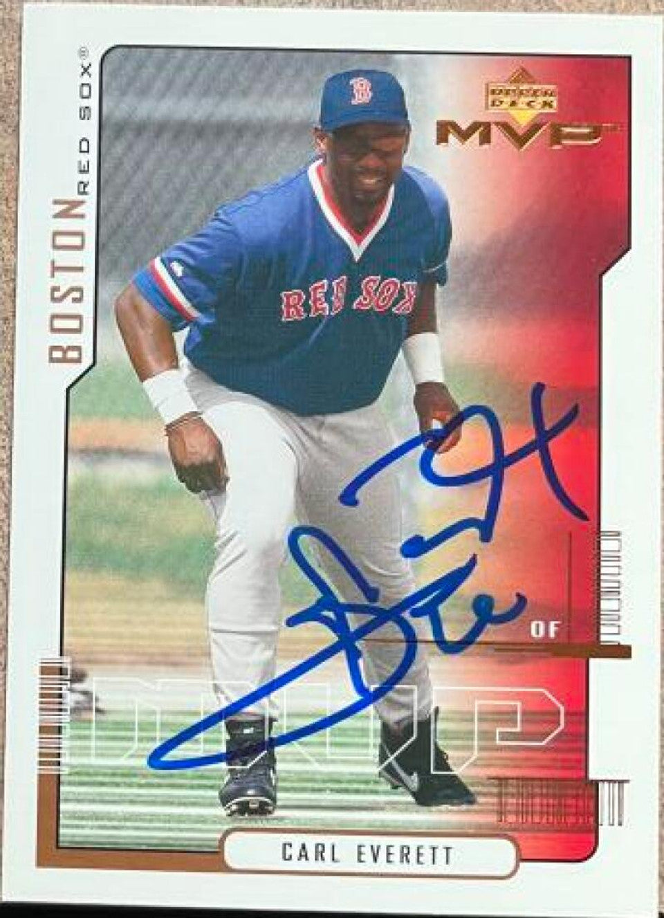 Carl Everett Signed 2000 Upper Deck MVP Baseball Card - Boston Red Sox