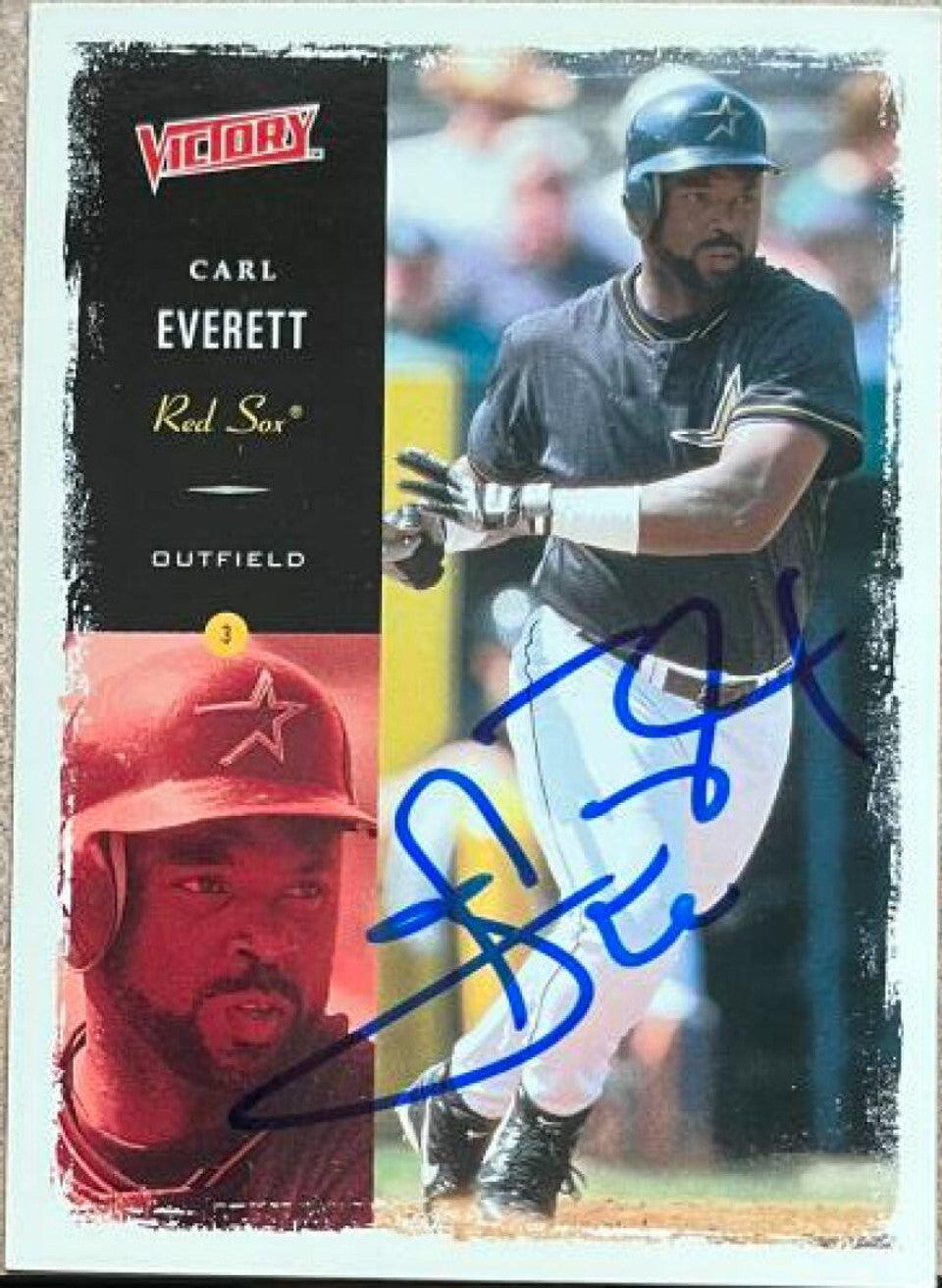 Carl Everett Signed 2000 Upper Deck Victory Baseball Card - Boston Red Sox