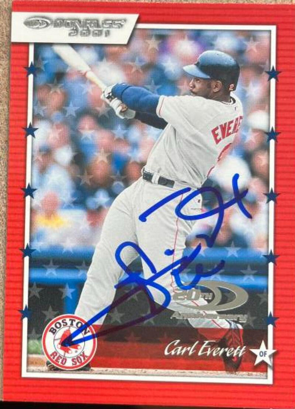 Carl Everett Signed 2001 Donruss Baseball Card - Boston Red Sox