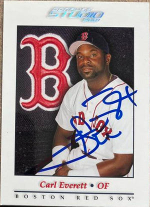 Carl Everett Signed 2001 Donruss Studio Baseball Card - Boston Red Sox