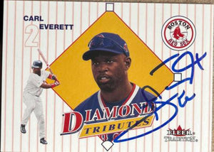 Carl Everett Signed 2001 Fleer Tradition Diamond Tributes Baseball Card - Boston Red Sox