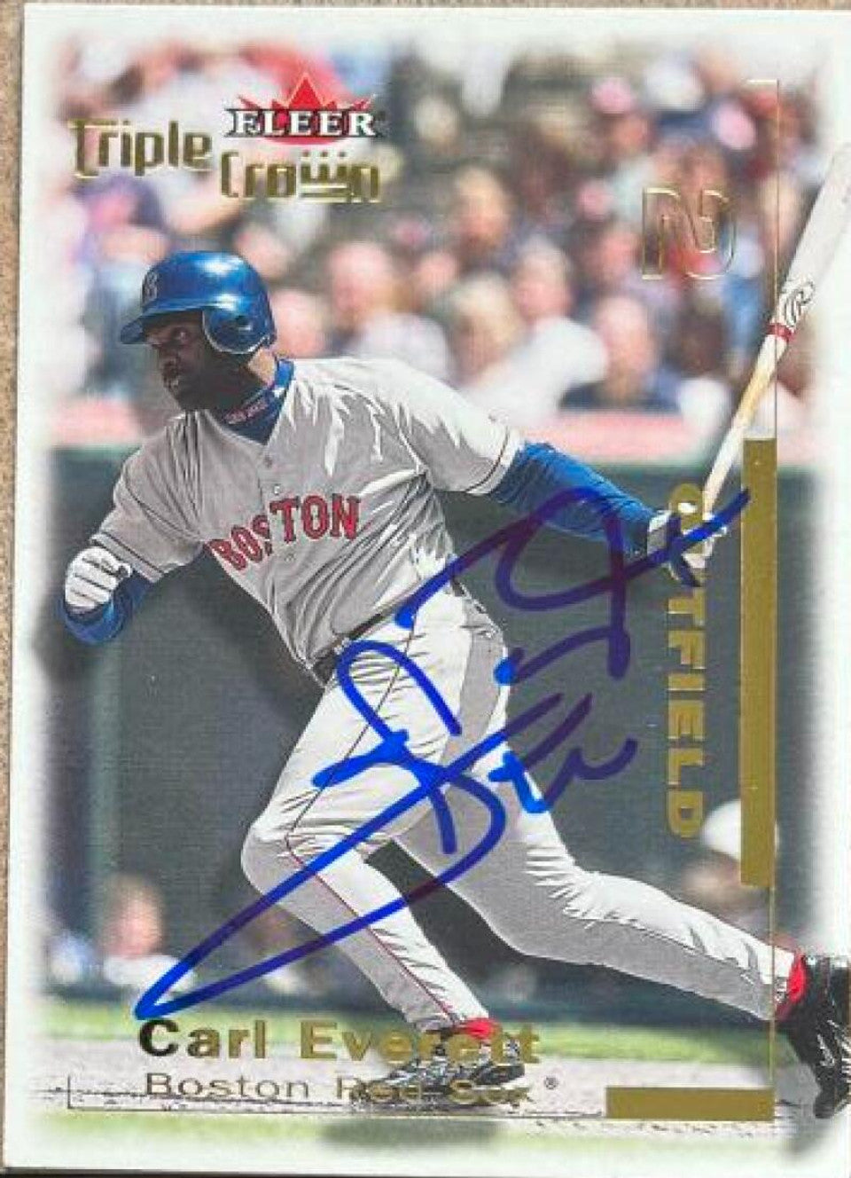 Carl Everett Signed 2001 Fleer Triple Crown Baseball Card - Boston Red Sox