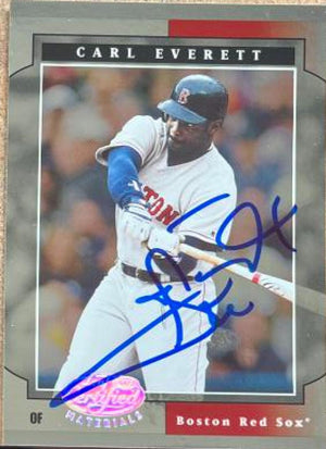 Carl Everett Signed 2001 Leaf Certified Materials Baseball Card - Boston Red Sox