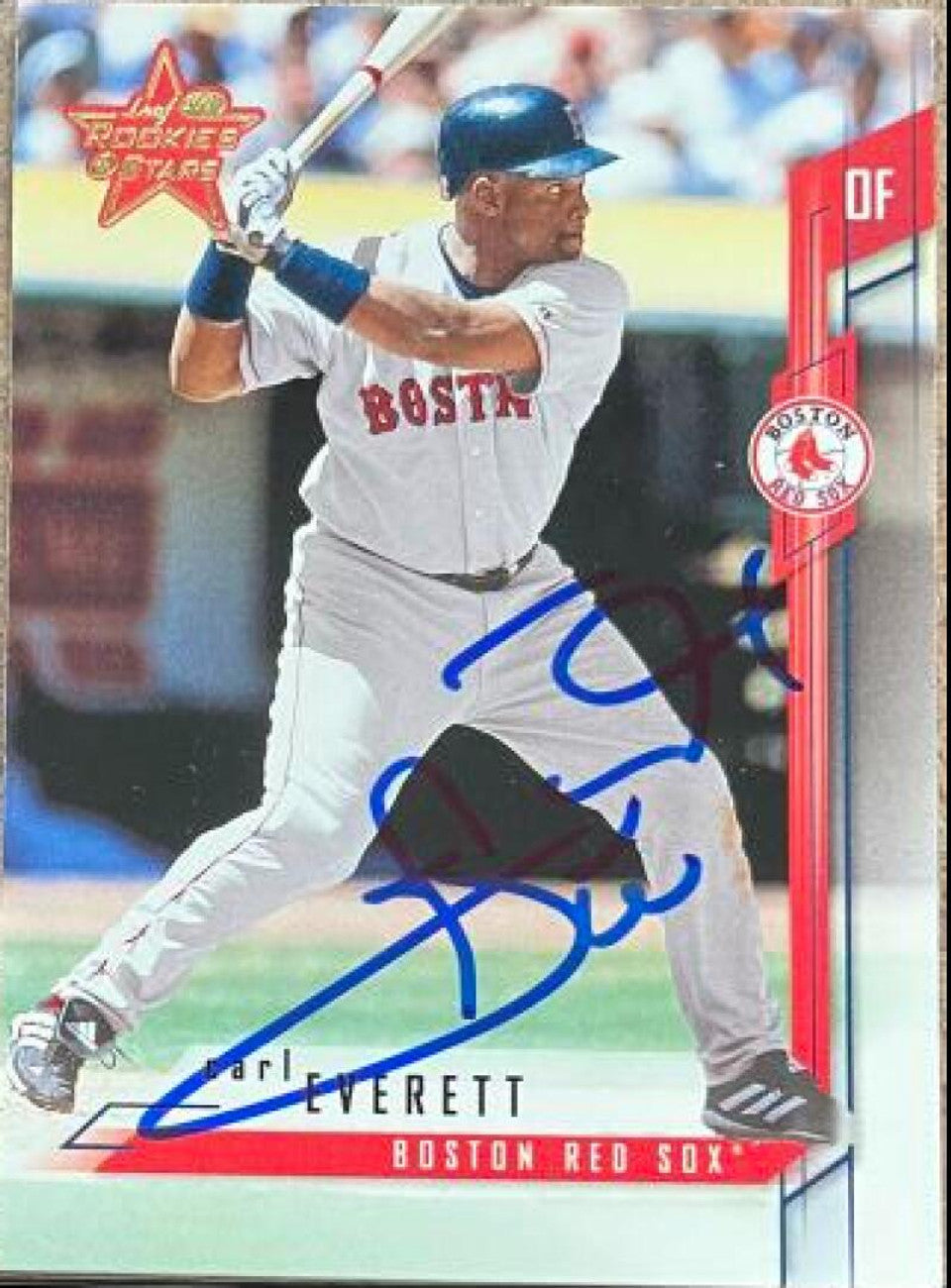 Carl Everett Signed 2001 Leaf Rookies & Stars Baseball Card - Boston Red Sox