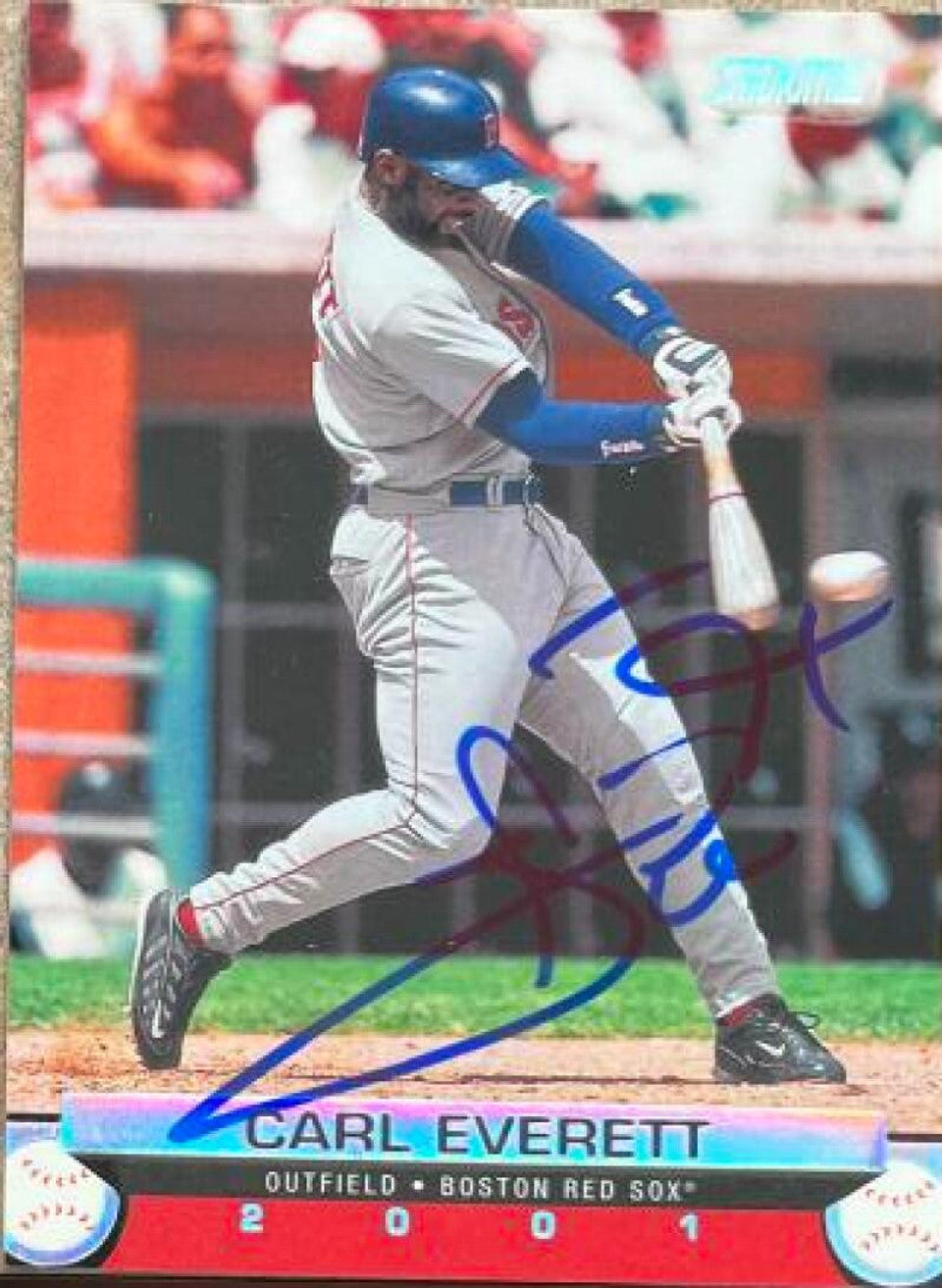 Carl Everett Signed 2001 Stadium Club Baseball Card - Boston Red Sox