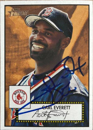 Carl Everett Signed 2001 Topps Heritage Baseball Card - Boston Red Sox (Red Back)