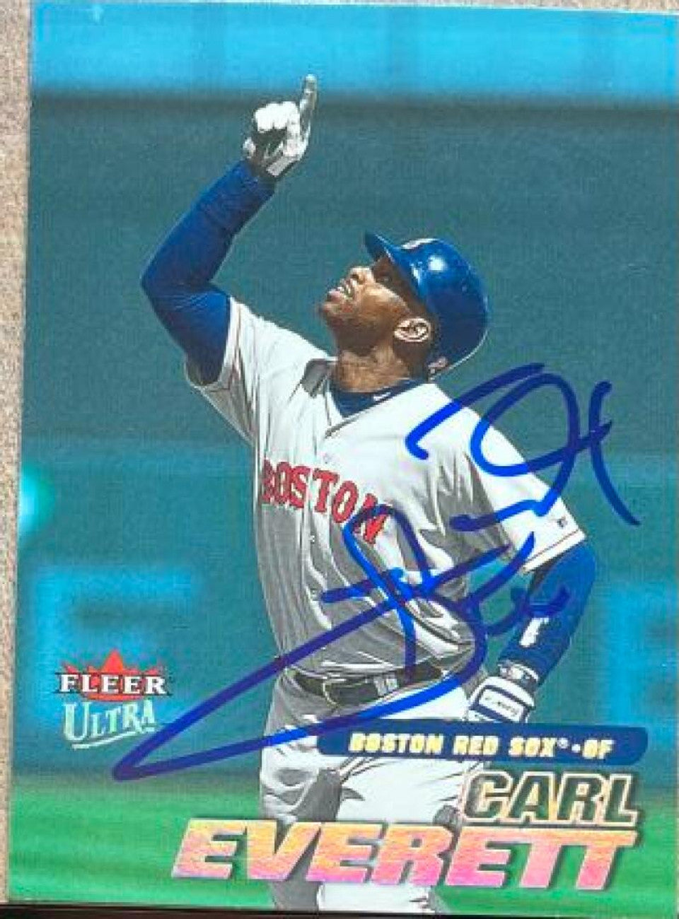 Carl Everett Signed 2001 Fleer Ultra Baseball Card - Boston Red Sox